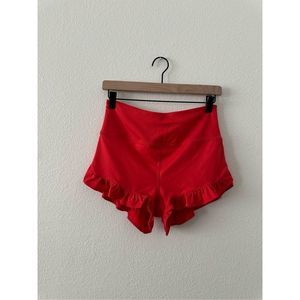 FP Movement Plie All Day Red Ruffle Short shorts
